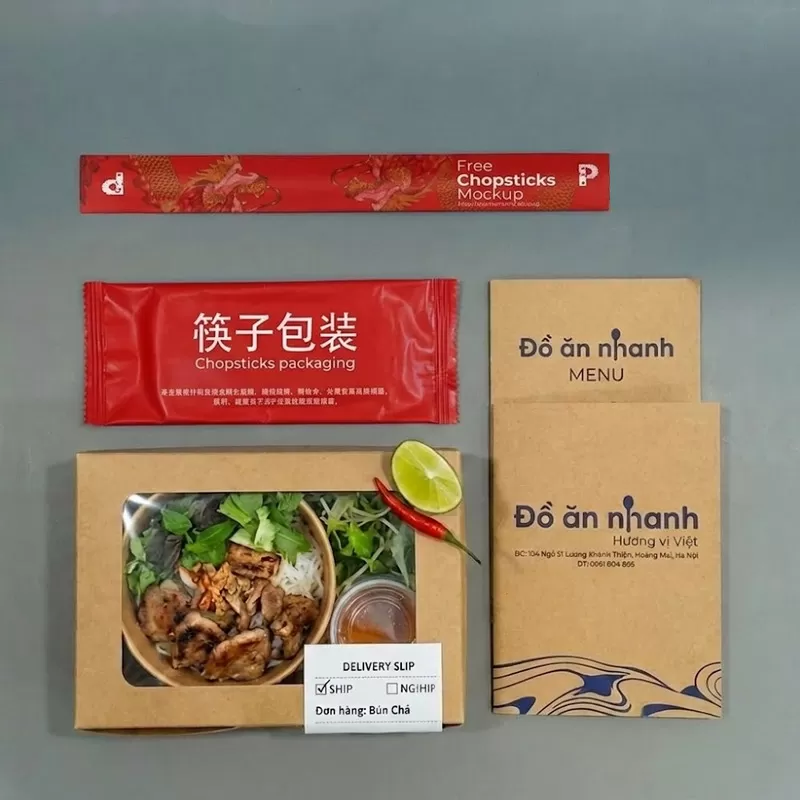 Combo khăn lạnh, bao đũa dùng 1 lần cho quán ăn ship online