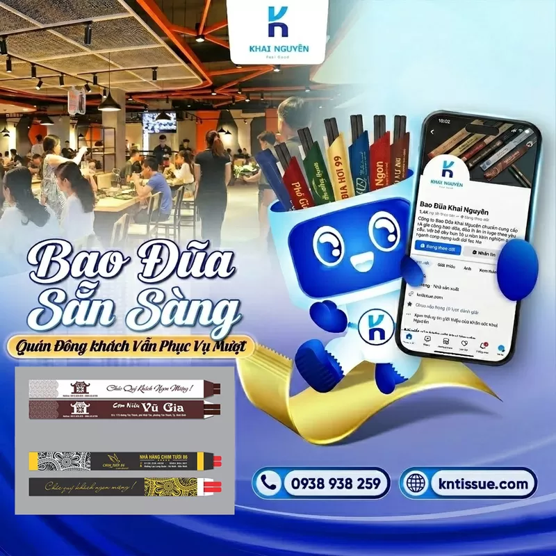 Địa chỉ cung cấp bao bọc đũa in sẵn cho nhà hàng, quán ăn